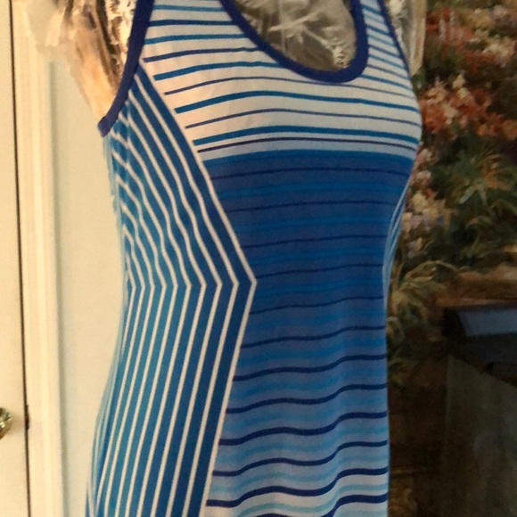 Calvin Klein size 10 blue maxi dress elongating diagonal stripe,slimming - Picture 6 of 16